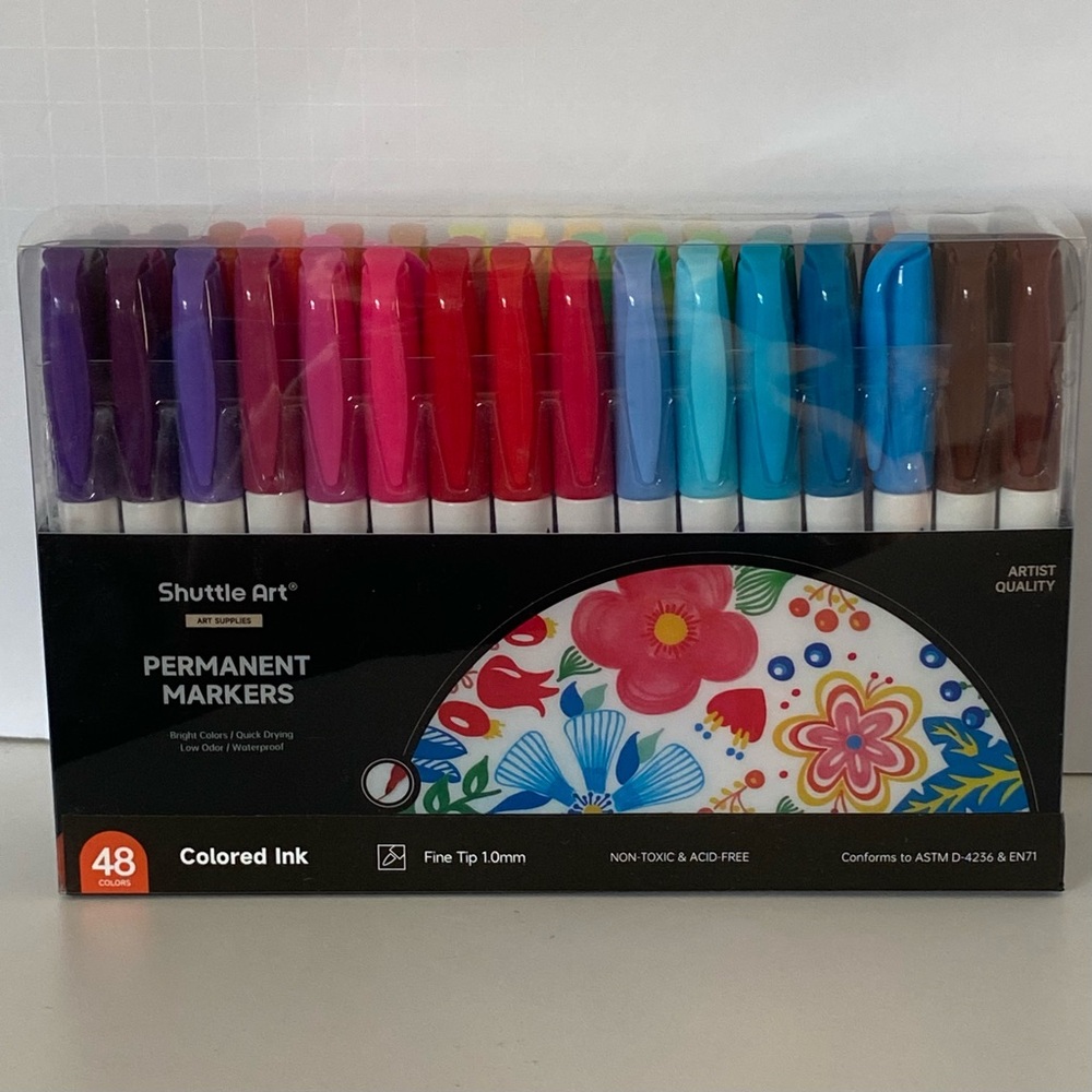Shuttle Art Permanent Markers 48 Assorted Colors Brand New In Box Quick Drying